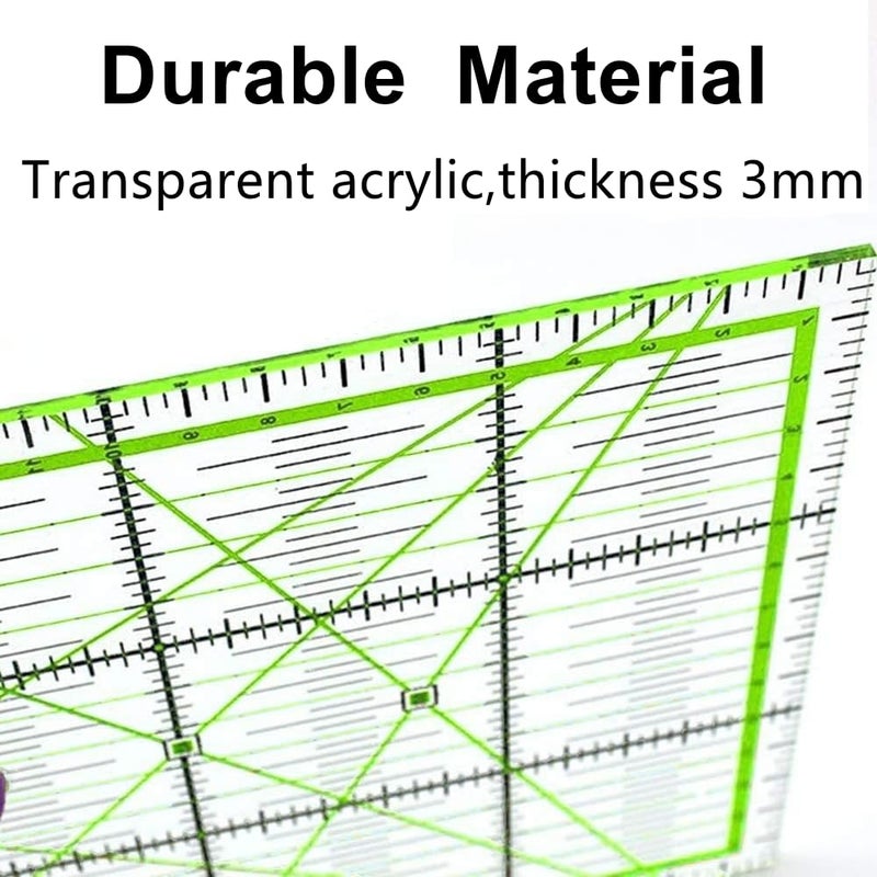ZICALSO Quilting Rulers,4 Quilting Square Templates(3.5"X3.5", 5"X5", 6.5"X6.5", 10.5"X10.5"),Acrylic Fabric Cutting Ruler with Non-Slip Rings for Sewing - Image 4